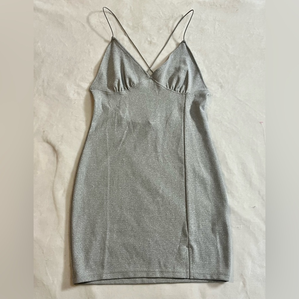 Sparkly Silver Mini Dress Womens Divided Sz Medium